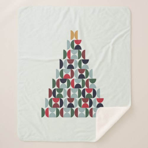 Mid Century Christmas Tree Sherpa Blanket
