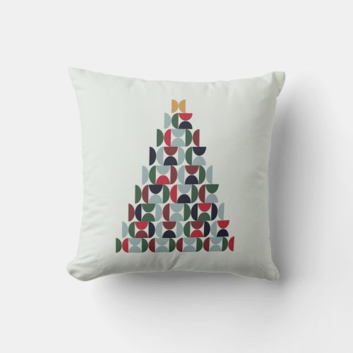Mid Century Christmas Tree Throw Pillow