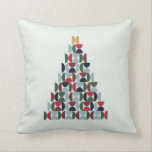 Mid Century Christmas Tree Throw Pillow<br><div class="desc">This design features a modern Christmas tree – mid century modern style.
Abstract shapes in festive colors – red,  green and mint.</div>