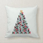 Mid Century Christmas Tree Throw Pillow<br><div class="desc">This design features a modern Christmas tree – mid century modern style.
Abstract shapes in festive colors – red,  green and mint.</div>