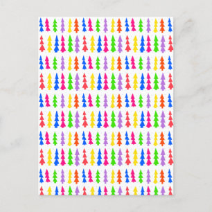 Mid Century Christmas Trees Multi Color Postcard