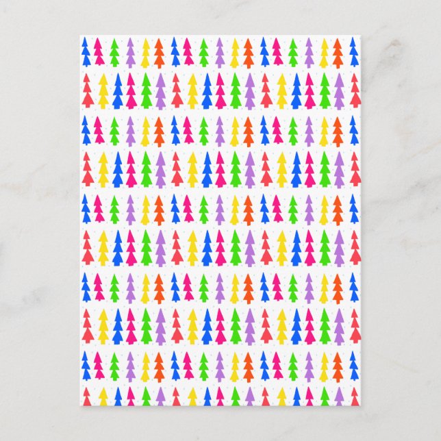 Mid Century Christmas Trees Multi Color Postcard (Front)