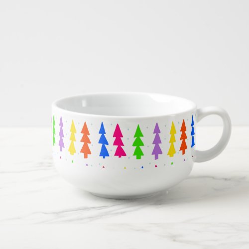 Mid Century Christmas Trees Multi Color  Soup Mug