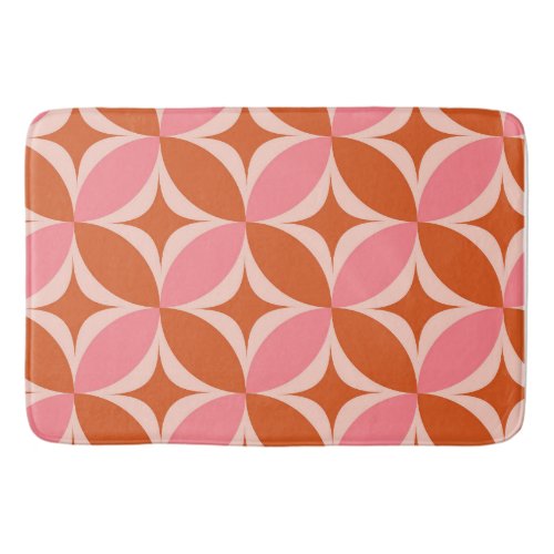 Mid Century Circle Starbursts pink and orange Bath Mat