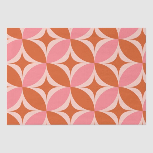 Mid Century Circle Starbursts pink and orange Tissue Paper (Front)