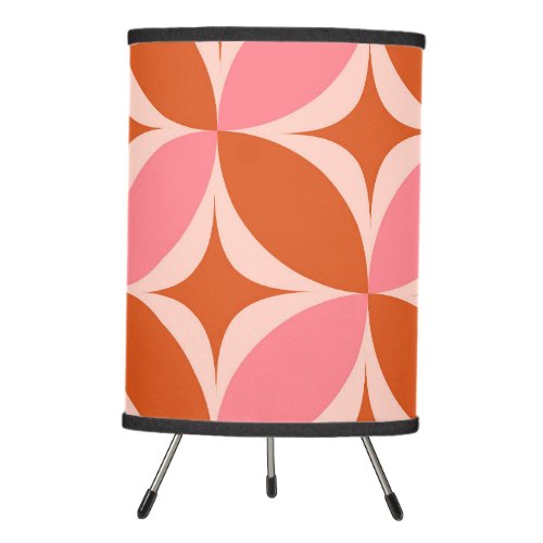 Mid Century Circle Starbursts pink and orange Tripod Lamp