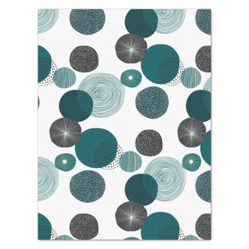 MID CENTURY CIRCLES AND RINGS IN TEAL TISSUE PAPER
