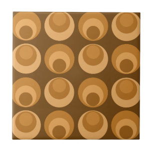 Mid Century Circles Burnt Orange Ceramic Tile