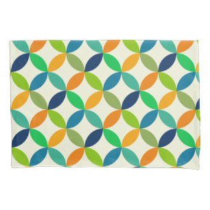 Mid Century Circles in Blue, Green and Orange  Pillow Case