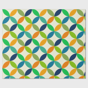 Mid Century Circles in blue, green and Orange Wrapping Paper