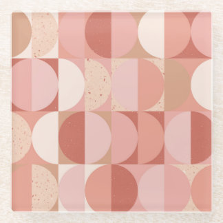 Mid-Century Circles: Modern Geometric Pattern. Glass Coaster
