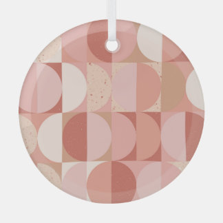 Mid-Century Circles: Modern Geometric Pattern. Glass Ornament