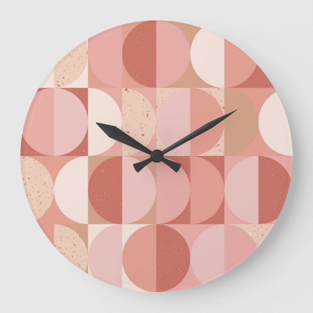 Mid-Century Circles: Modern Geometric Pattern. Large Clock (Front)