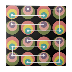 Mid Century Circles Multicolored Ceramic Tile