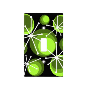 Mid Century Circles Starbursts Chartreuse Light Switch Cover