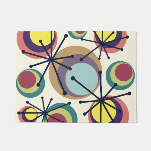 Mid Century Circles Starbursts Colorful Doormat