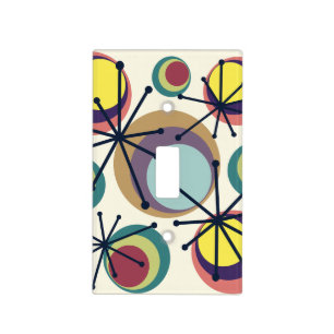 Mid Century Circles Starbursts Colorful Light Switch Cover