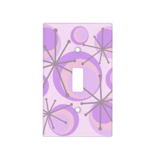 Mid Century Circles Starbursts Lavender Light Switch Cover