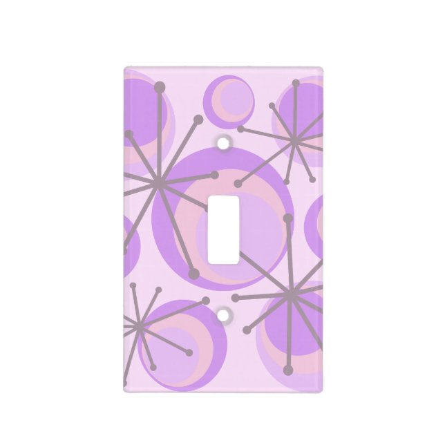 Mid Century Circles Starbursts Lavender Light Switch Cover (Front)