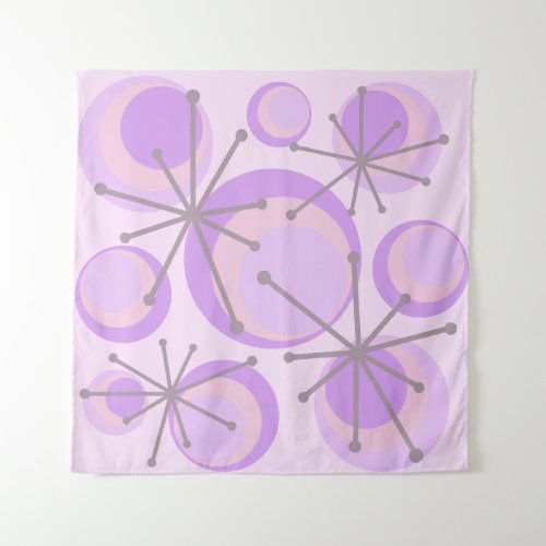 Mid Century Circles Starbursts Lavender Tapestry