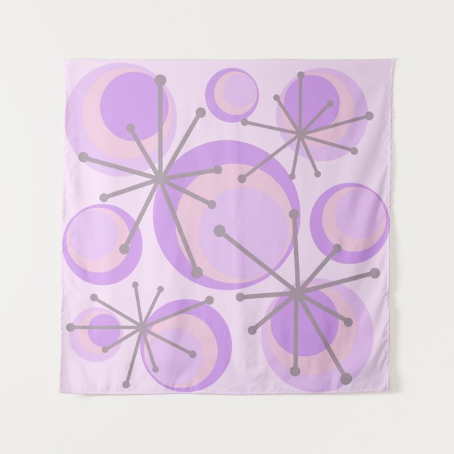 Mid Century Circles Starbursts Lavender Tapestry (Front)