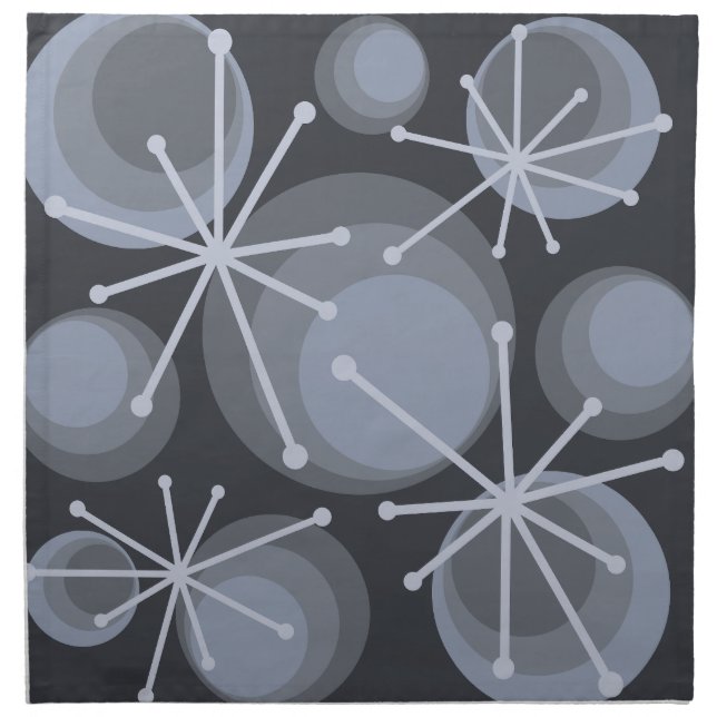 Mid Century Circles Starbursts Slate Cloth Napkin (Front)