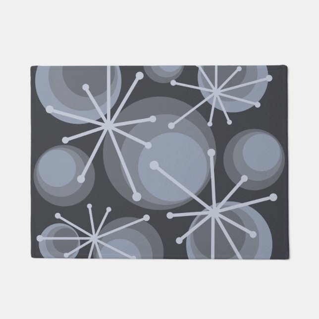 Mid Century Circles Starbursts Slate Doormat (Front)