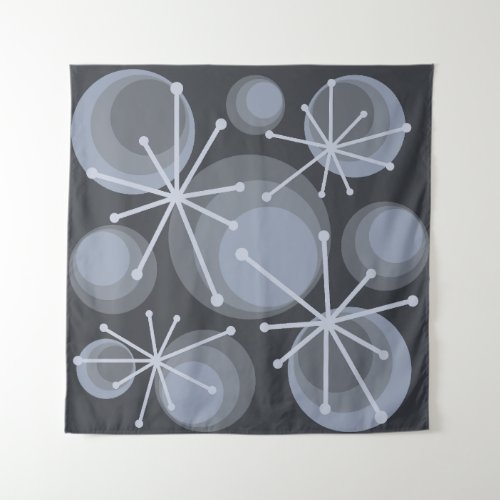 Mid Century Circles Starbursts Slate Tapestry