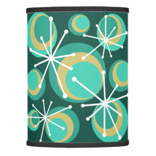 Mid Century Circles Starbursts Teal Lamp Shade