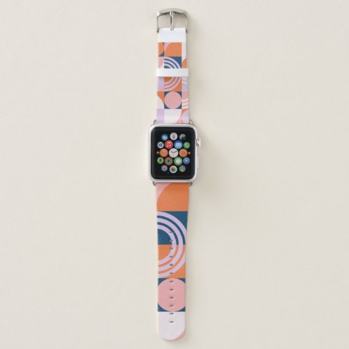 Mid_Century Circles Stripes Geometric Pattern Apple Watch Band