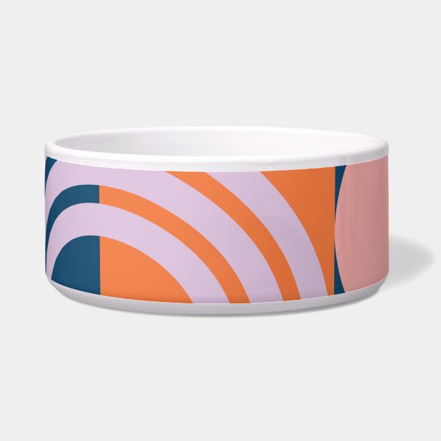 Mid-Century Circles Stripes: Geometric Pattern Bowl (Front)