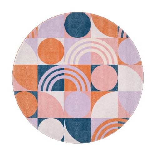 Mid_Century Circles Stripes Geometric Pattern Cutting Board
