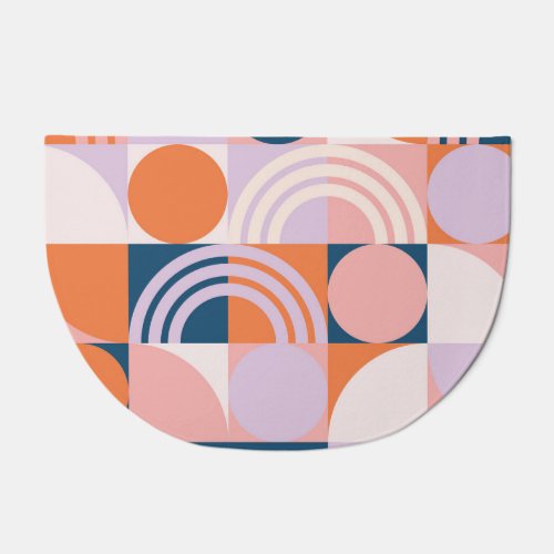 Mid_Century Circles Stripes Geometric Pattern Doormat