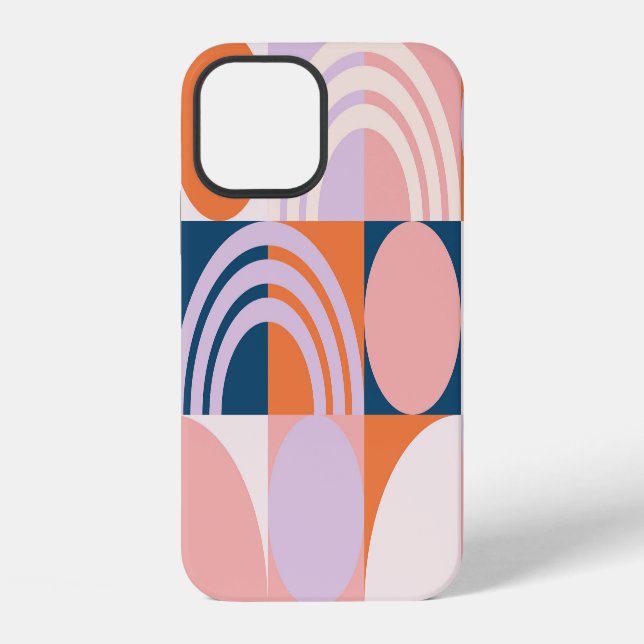 Mid-Century Circles Stripes: Geometric Pattern Iphone Case (Back)