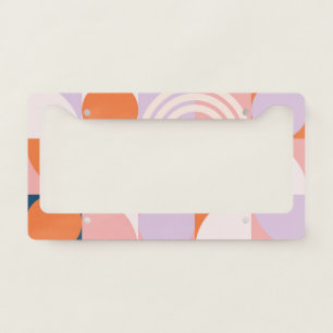 Mid-Century Circles Stripes: Geometric Pattern License Plate Frame