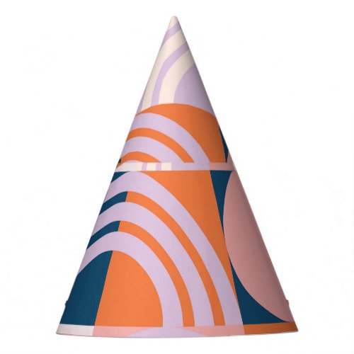 Mid_Century Circles Stripes Geometric Pattern Party Hat