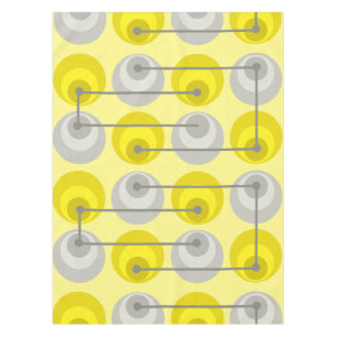 Mid Century Circles Yellow Gray Tablecloth
