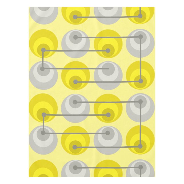 Mid Century Circles Yellow Gray Tablecloth (Front)