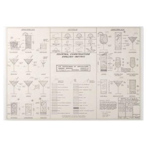 Mid Century Cocktail Construction Chart Canvas Gallery Wrap