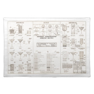 Mid Century Cocktail Construction Chart Placemat