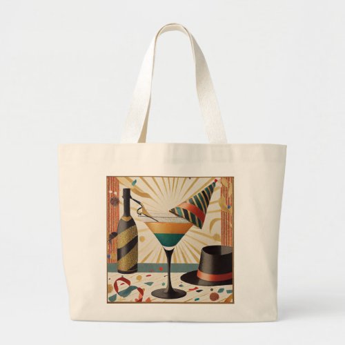 Mid_Century Cocktail Hour _ New Years Eve Large Tote Bag