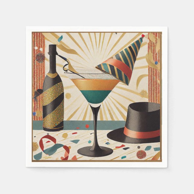 Mid-Century Cocktail Hour - New Years Eve Napkins (Front)