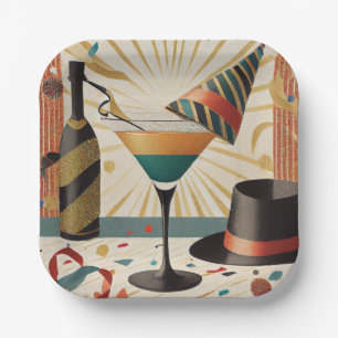 Mid-Century Cocktail Hour - New Years Eve Paper Plates