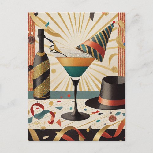 Mid_Century Cocktail Hour _ New Years Eve Postcard