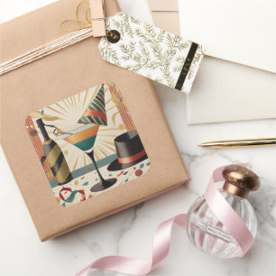 Mid-Century Cocktail Hour - New Years Eve Square Sticker