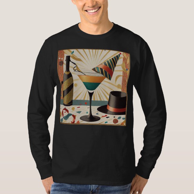 Mid-Century Cocktail Hour - New Years Eve T-Shirt (Front)