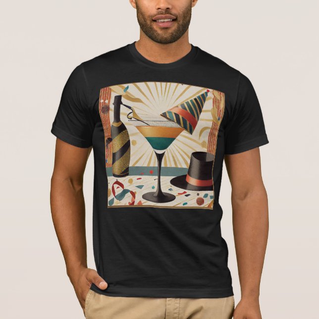 Mid-Century Cocktail Hour - New Years Eve T-Shirt (Front)