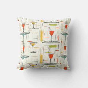 Mid-Century Cocktail Hour Throw Pillow