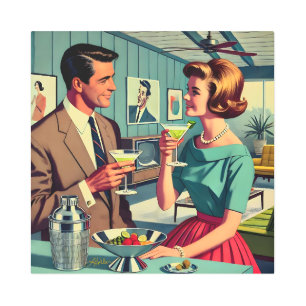 Mid Century Cocktail Party Couples - House Warming Metal Print