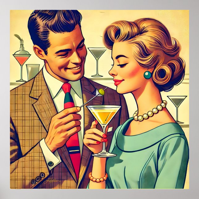 Mid Century Cocktail Party Couples - Temptation Poster (Front)